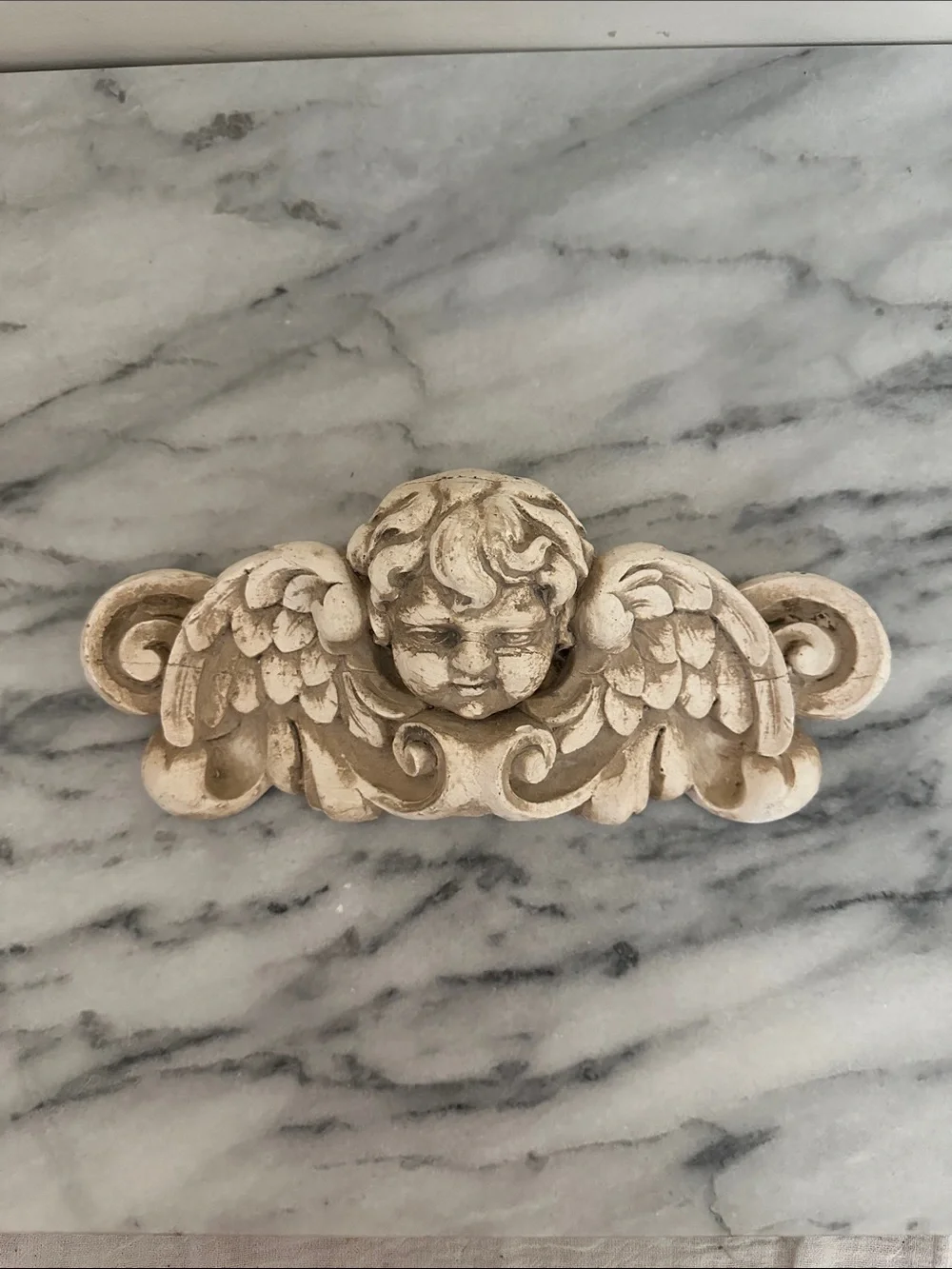 Decorative Cherub Wing Wall Accent in Antique White gesso